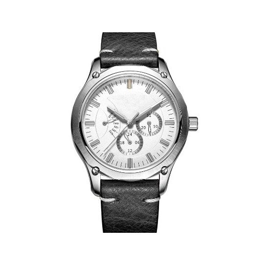 SkyPilot – Custom 44mm Pilot Watch, Dual Time Zone, Leather Strap for Travelers