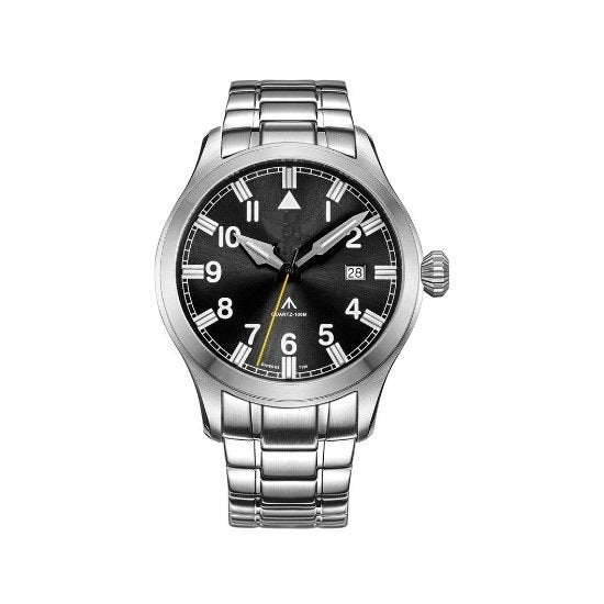 Valor – Custom 44mm Military Watch, Black Steel, Rugged Gift for Him