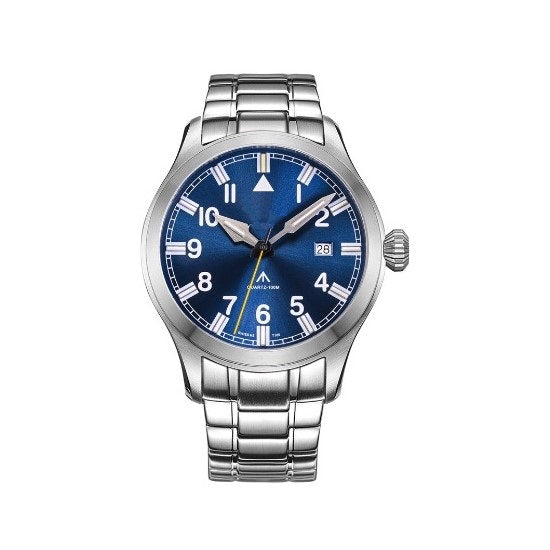 MarineTimer – Custom 42mm Sailing Watch, Blue Dial, Stainless Steel Band